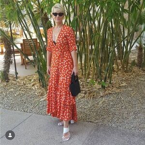 Ganni Red Floral Maxi Dress